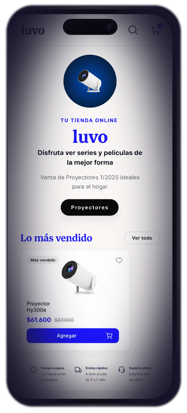 Vista previa de una tienda online en un computador