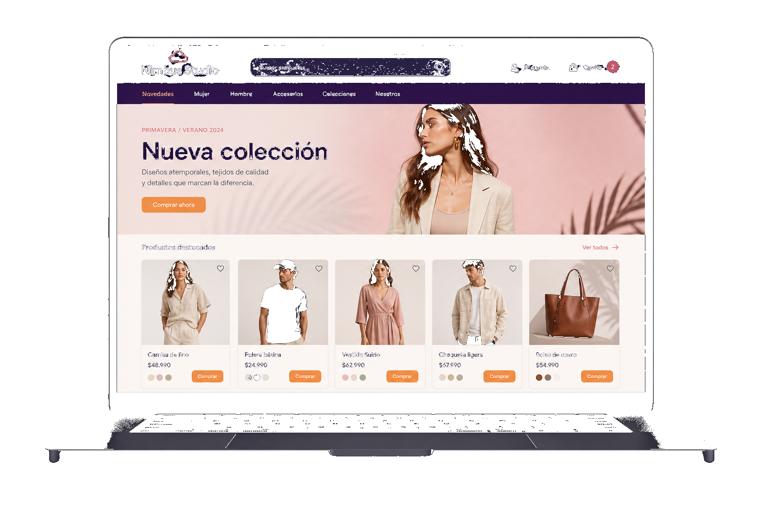 Vista previa de una tienda online en un computador