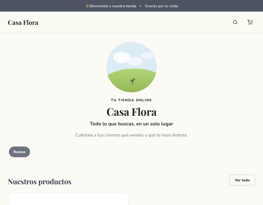 Tienda online de Webssy lista para compartir el link